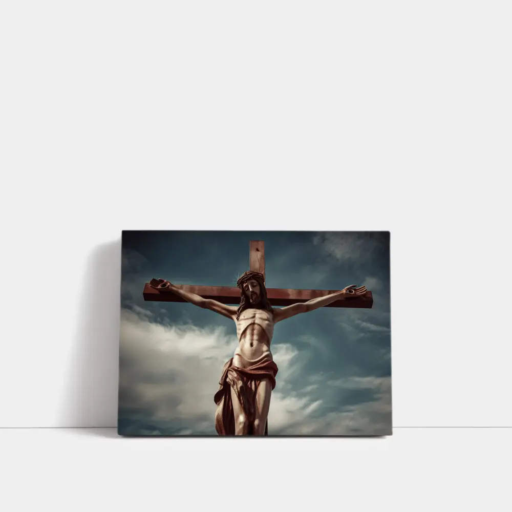 Jesus Christ Crucifixion Statue Dramatic Sky – Wall Art