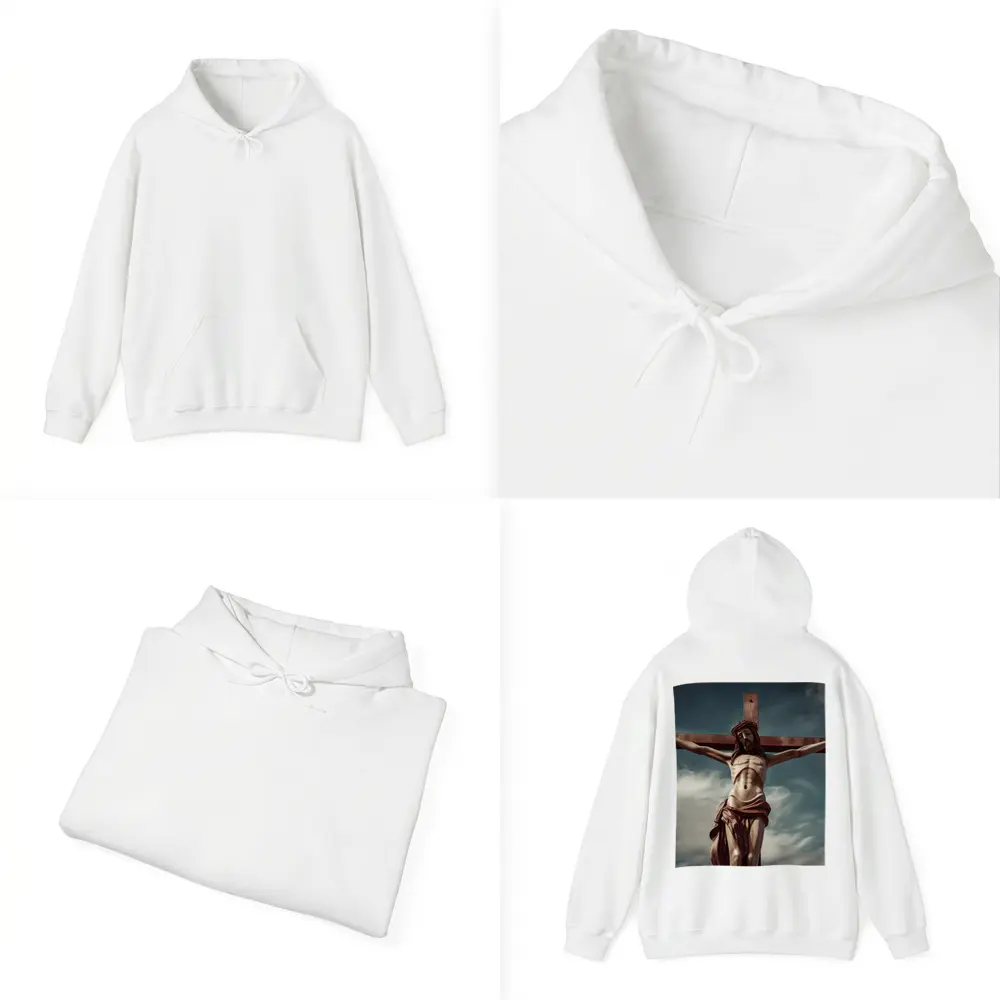 Jesus Christ Crucifixion Statue Dramatic Sky – Hoodies