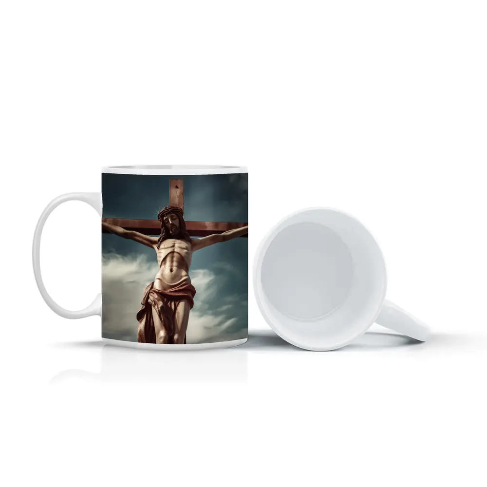 Jesus Christ Crucifixion Statue Dramatic Sky – Mugs