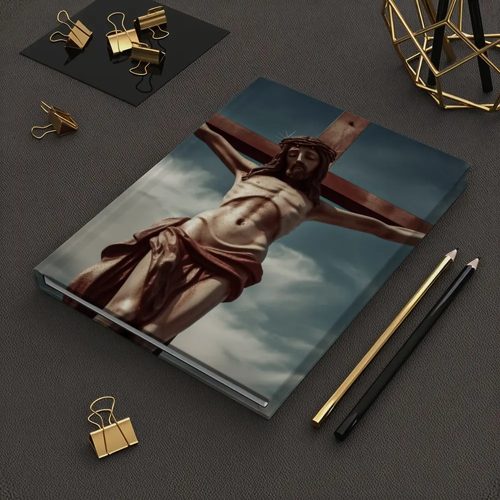 Jesus Christ Crucifixion Statue Dramatic Sky – Notebooks