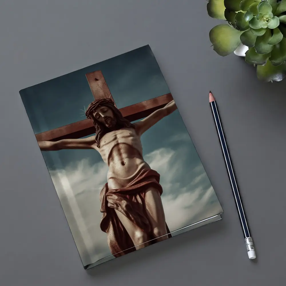Jesus Christ Crucifixion Statue Dramatic Sky – Notebooks