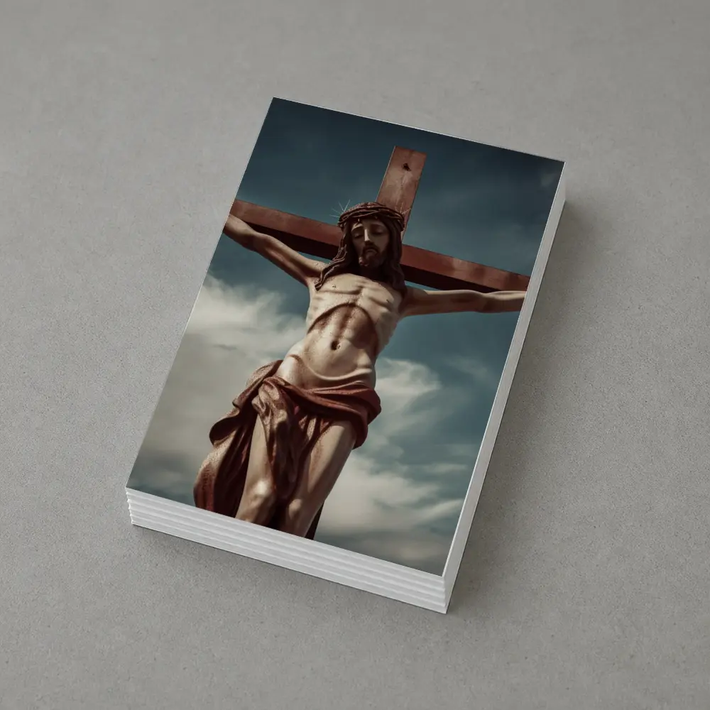 Jesus Christ Crucifixion Statue Dramatic Sky – Postcards