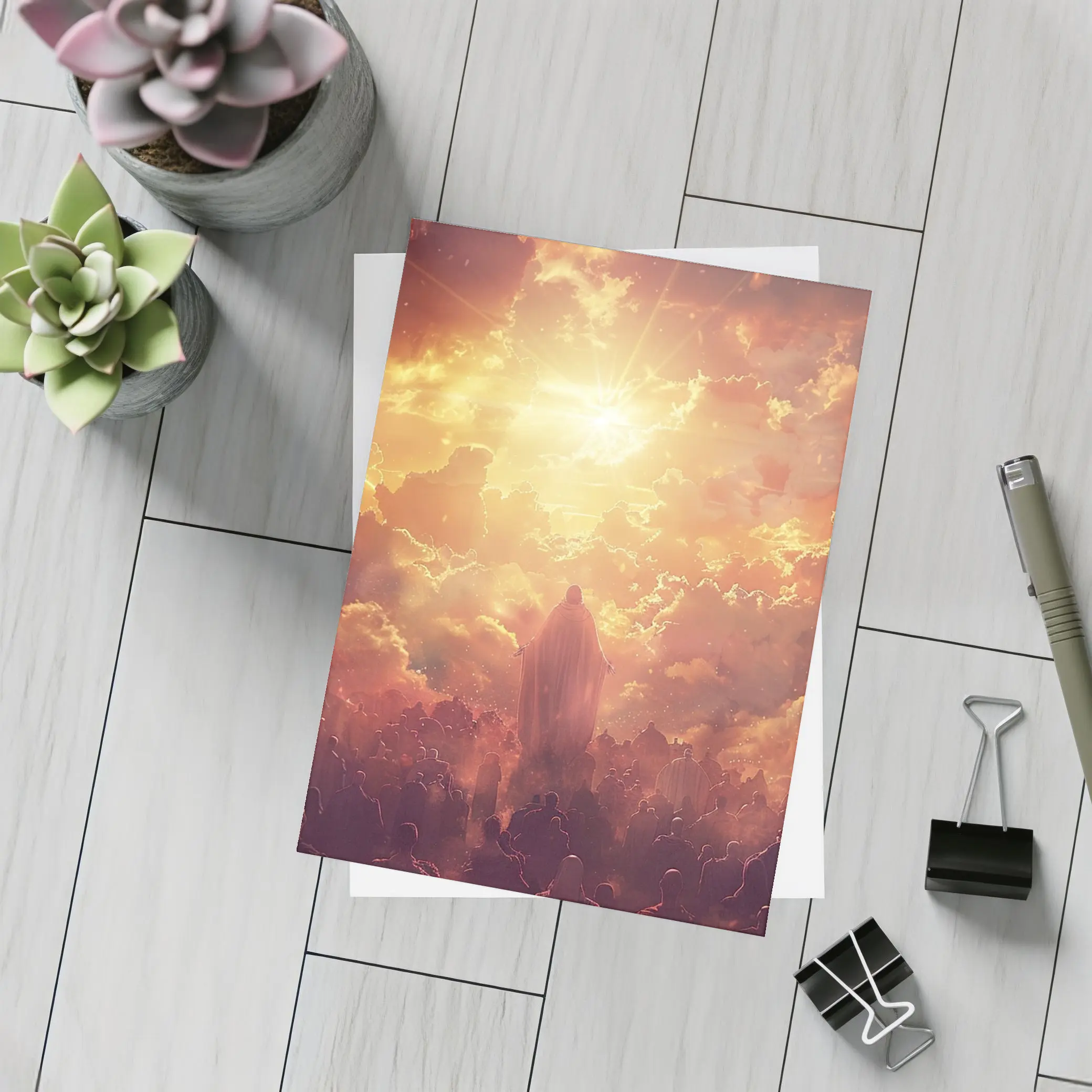 Jesus Christ Ascending Into Golden Heavenly Light – Postcards