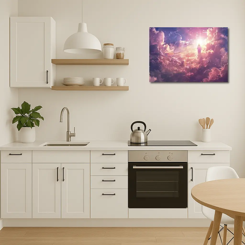 Jesus Walking Through Glowing Heavenly Clouds – Wall Art