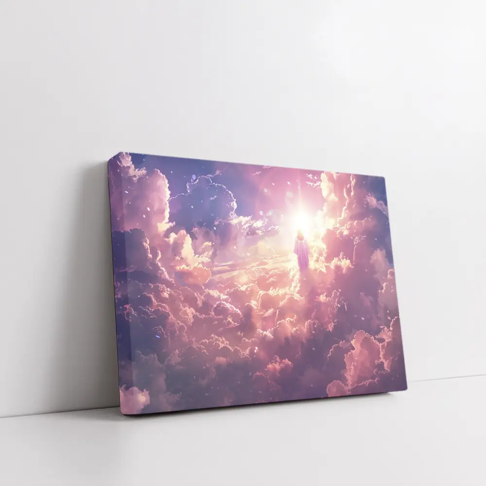 Jesus Walking Through Glowing Heavenly Clouds – Wall Art