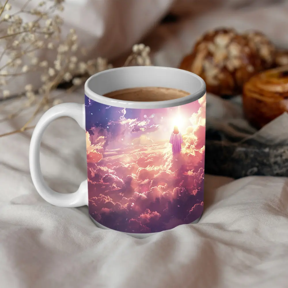 Jesus Walking Through Glowing Heavenly Clouds – Mugs
