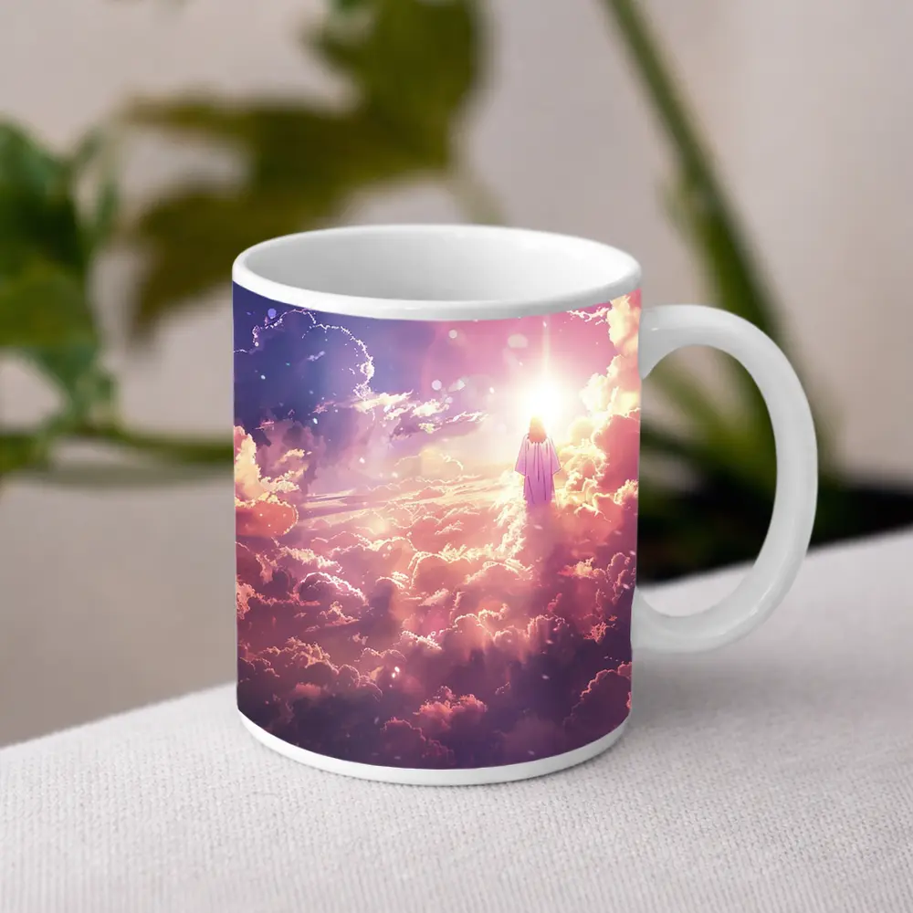 Jesus Walking Through Glowing Heavenly Clouds – Mugs