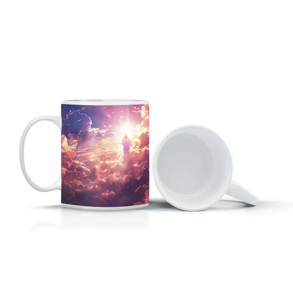Jesus Walking Through Glowing Heavenly Clouds – Mugs