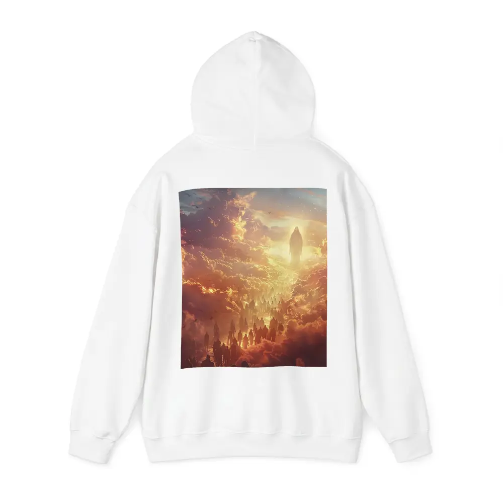 Jesus Christ Ascending Through Golden Heavenly Clouds – Hoodies