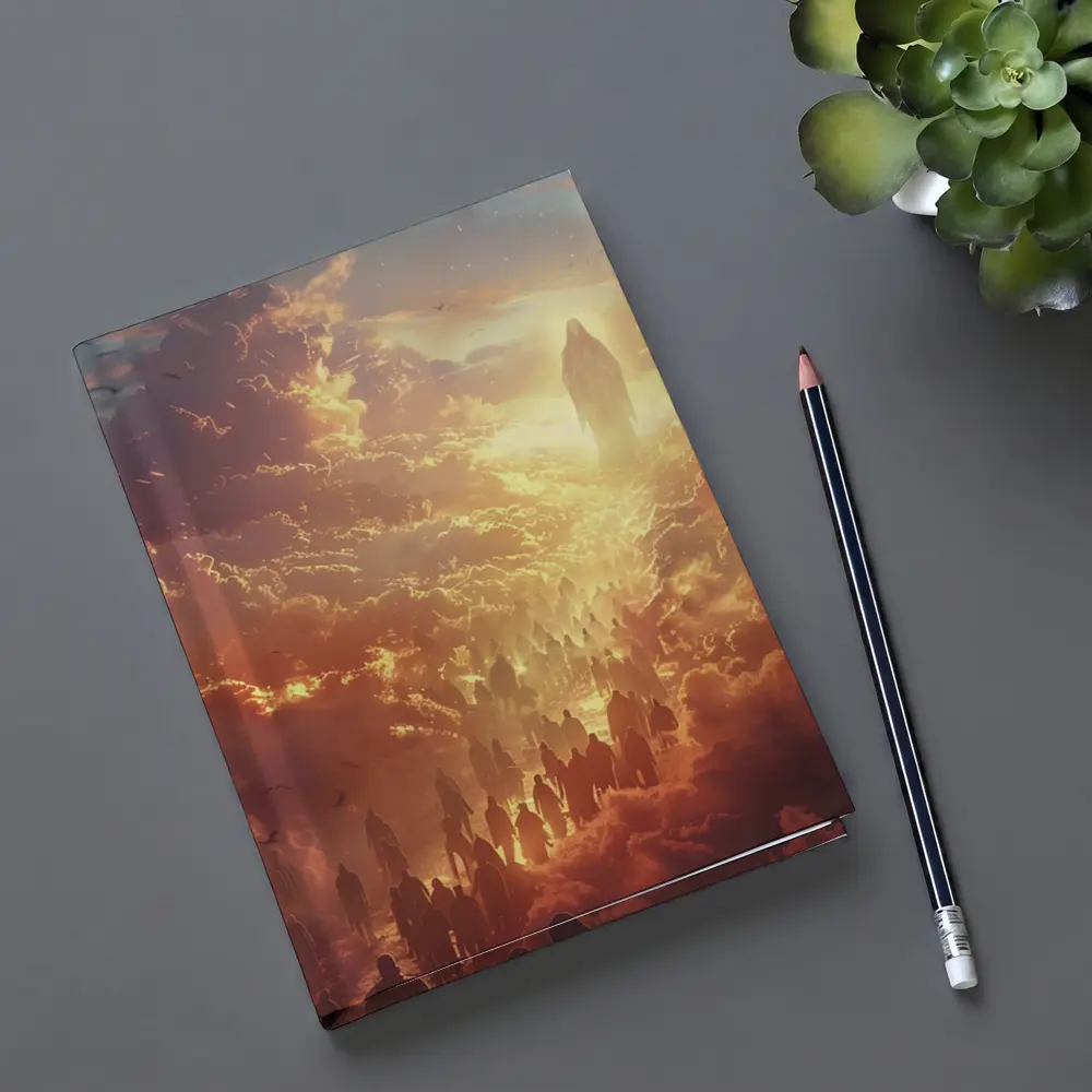 Jesus Christ Ascending Through Golden Heavenly Clouds – Notebooks