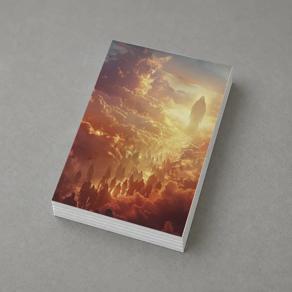 Jesus Christ Ascending Through Golden Heavenly Clouds – Postcards