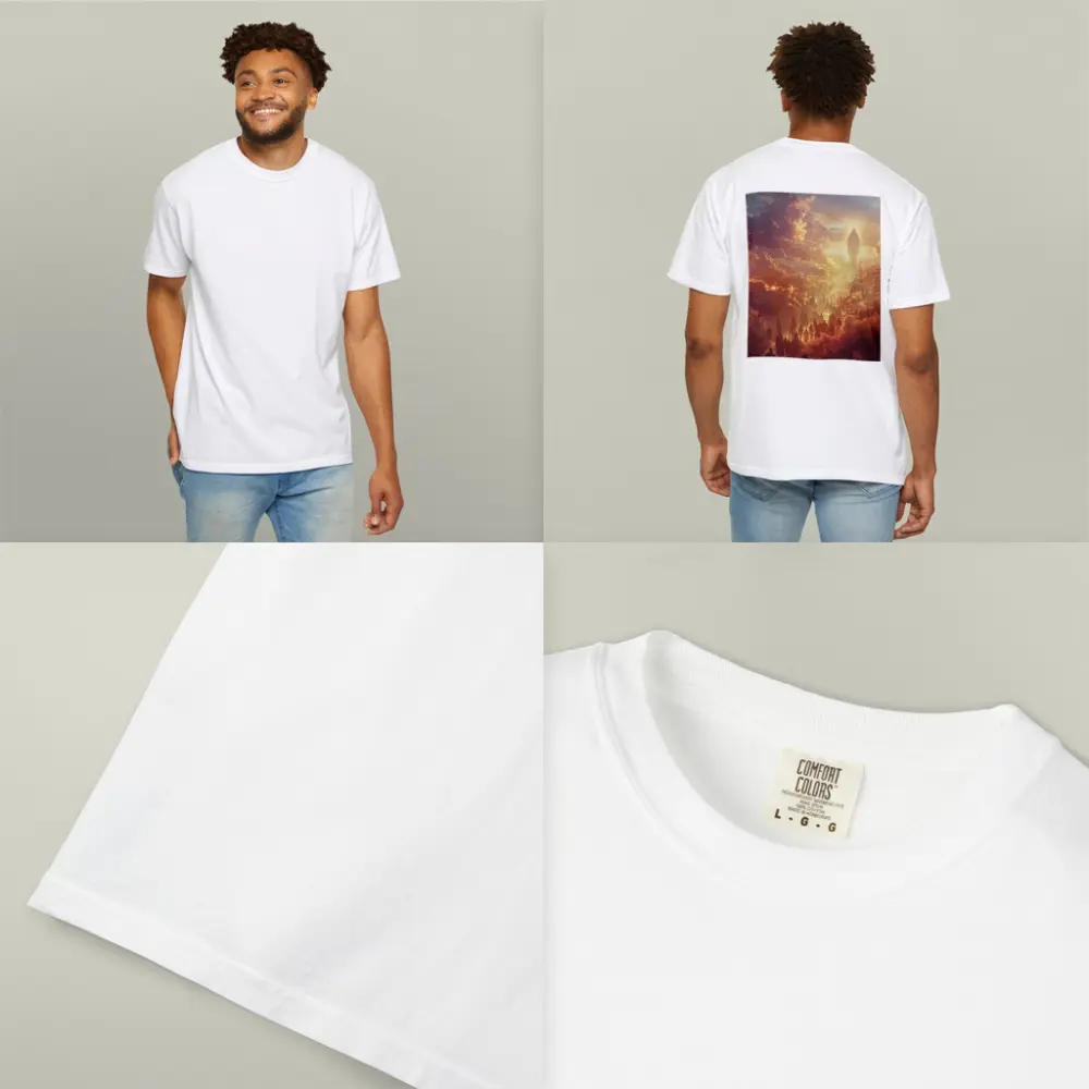Jesus Christ Ascending Through Golden Heavenly Clouds – T-Shirts