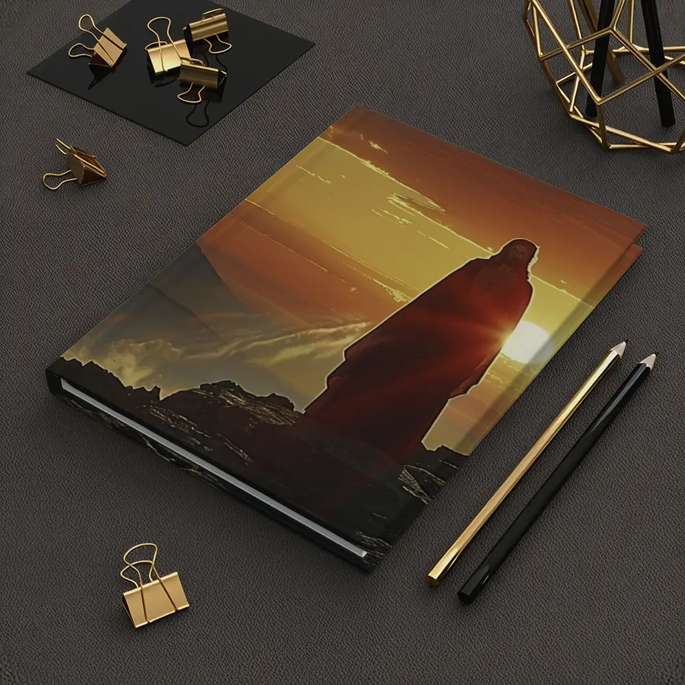 Jesus Standing on Rocky Cliff at Sunset – Notebooks