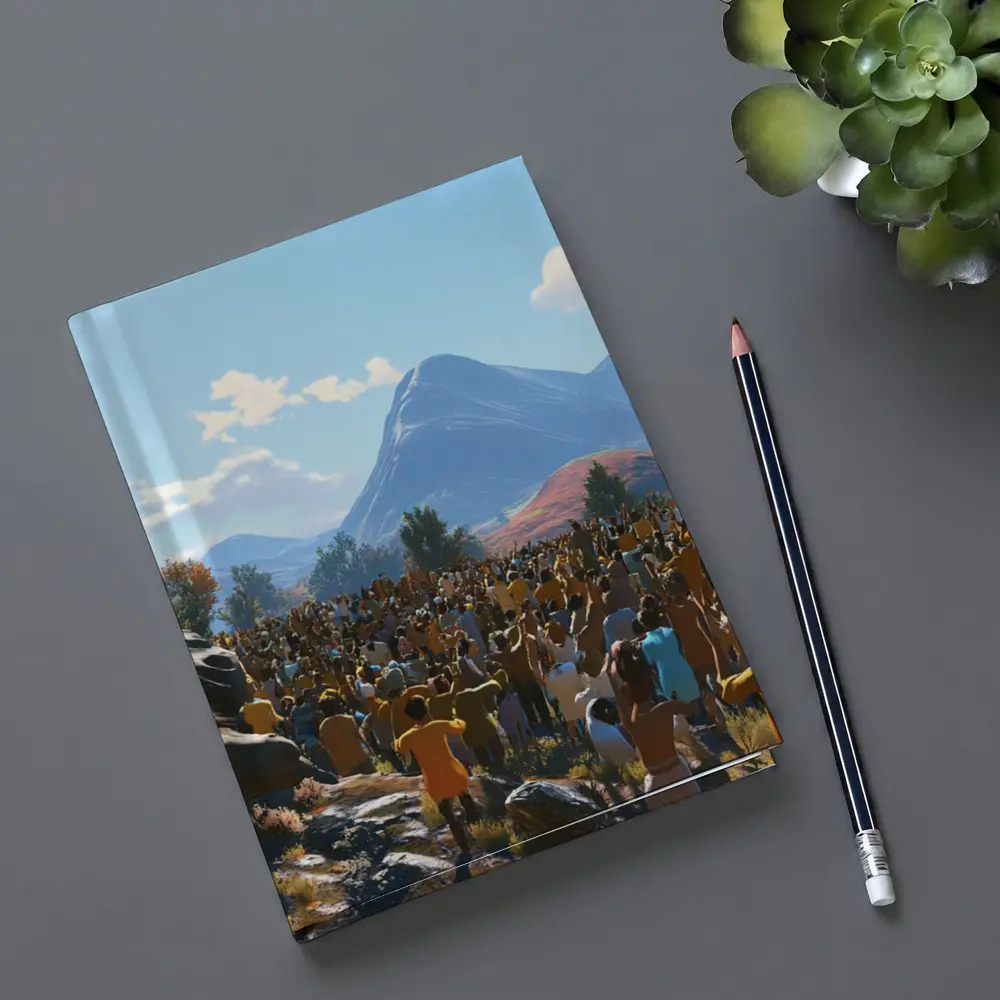 Jesus Preaching to Large Crowd Mountains – Notebooks