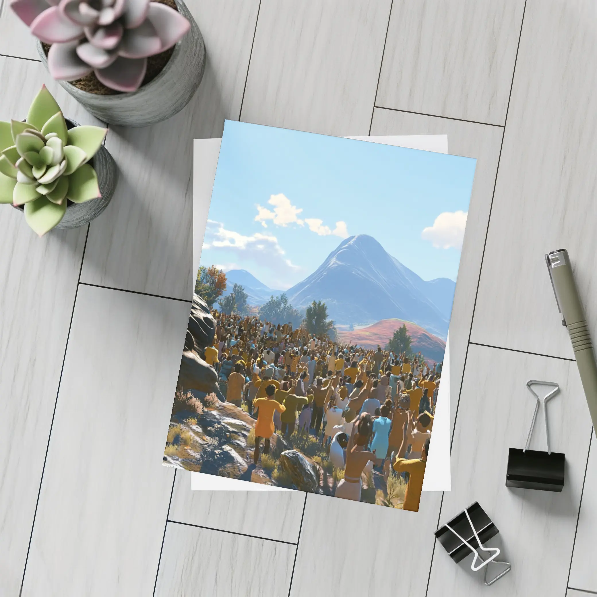 Jesus Preaching to Large Crowd Mountains – Postcards