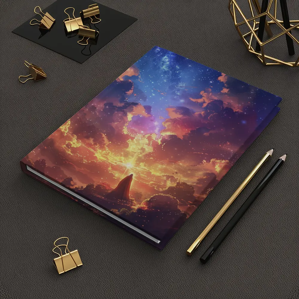 Anime Fantasy Sky Lone Figure Glowing Clouds – Notebooks