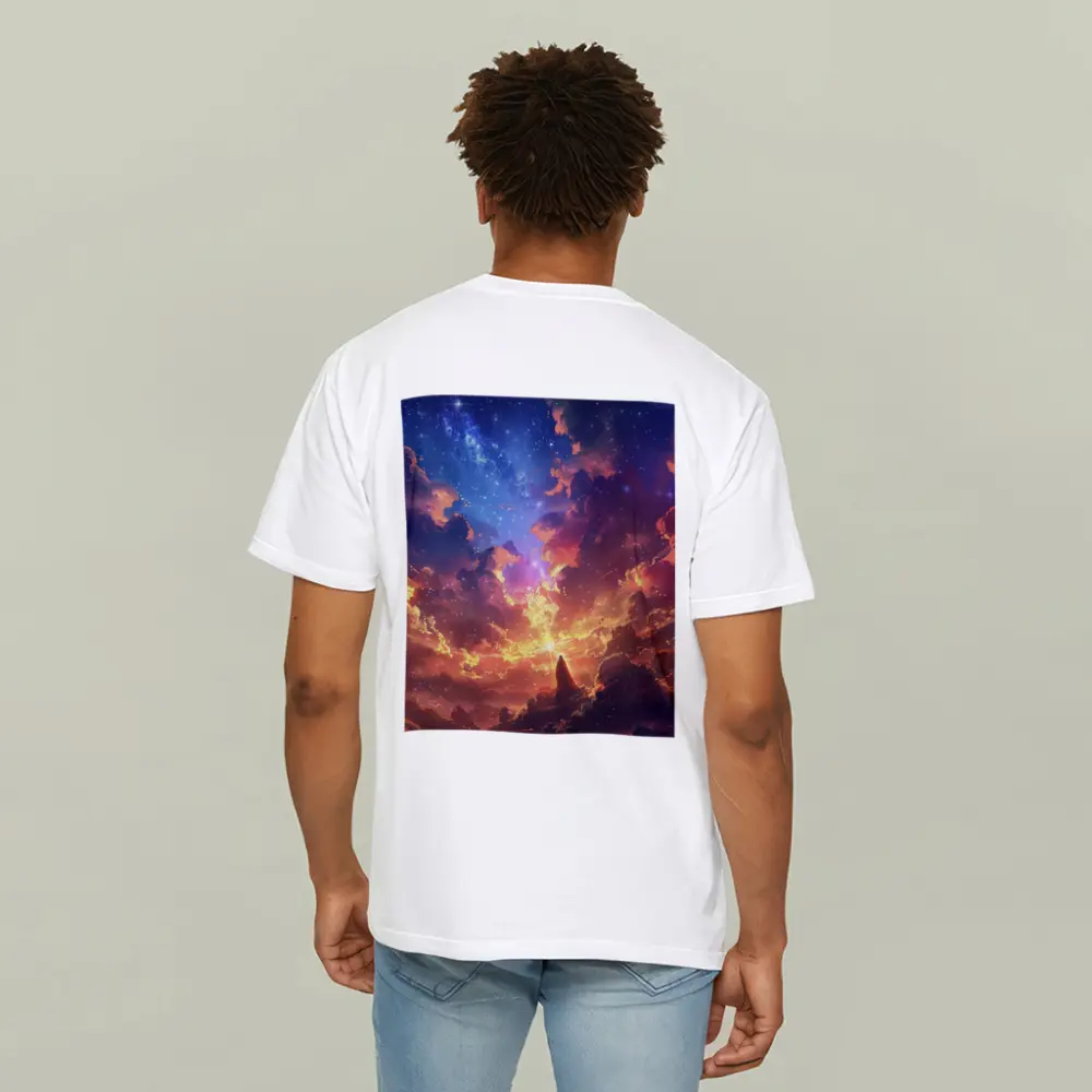 Anime Fantasy Sky Lone Figure Glowing Clouds – T-Shirts
