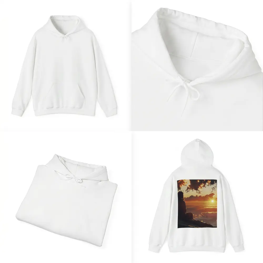 Jesus Sitting Above Clouds Golden Sunset – Hoodies