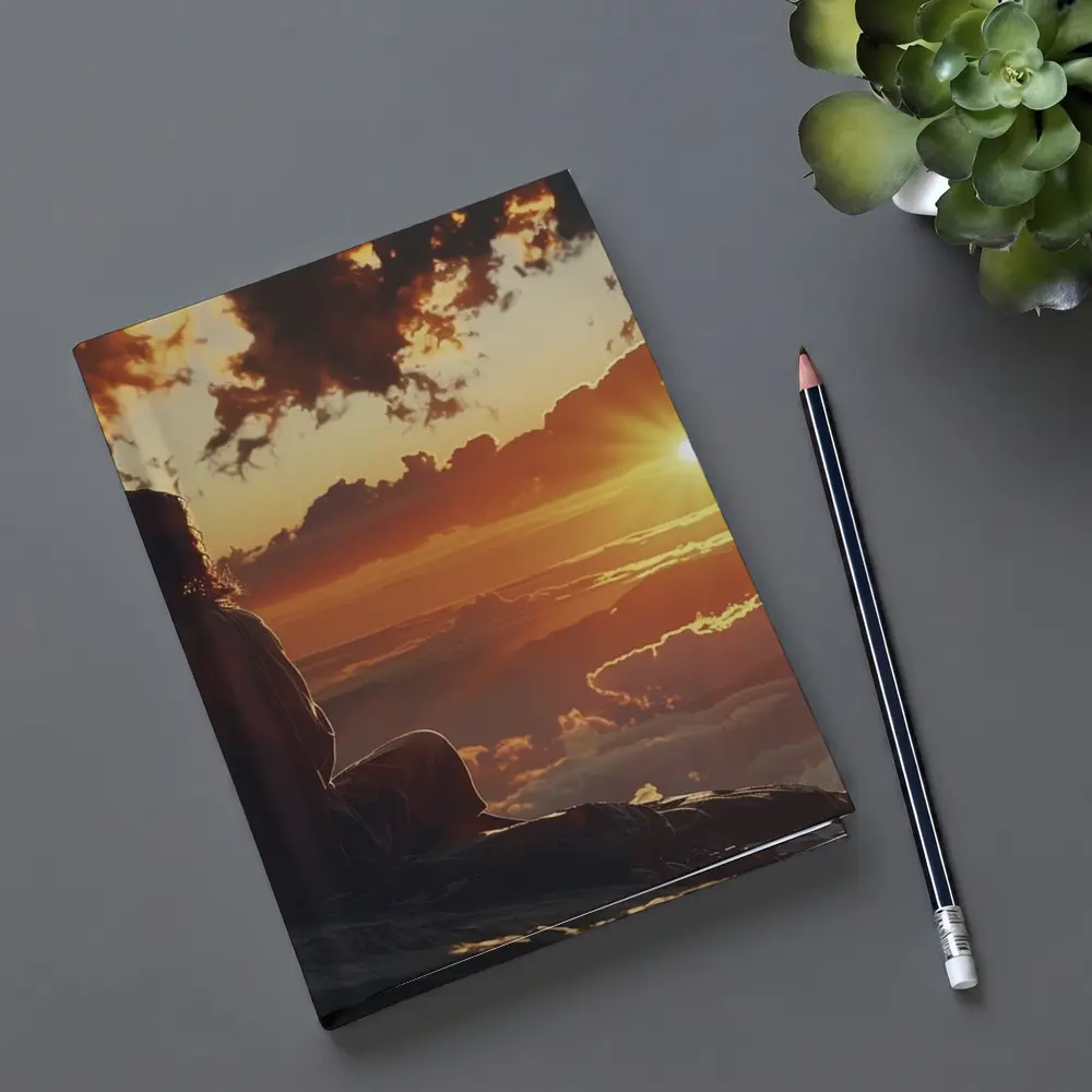 Jesus Sitting Above Clouds Golden Sunset – Notebooks