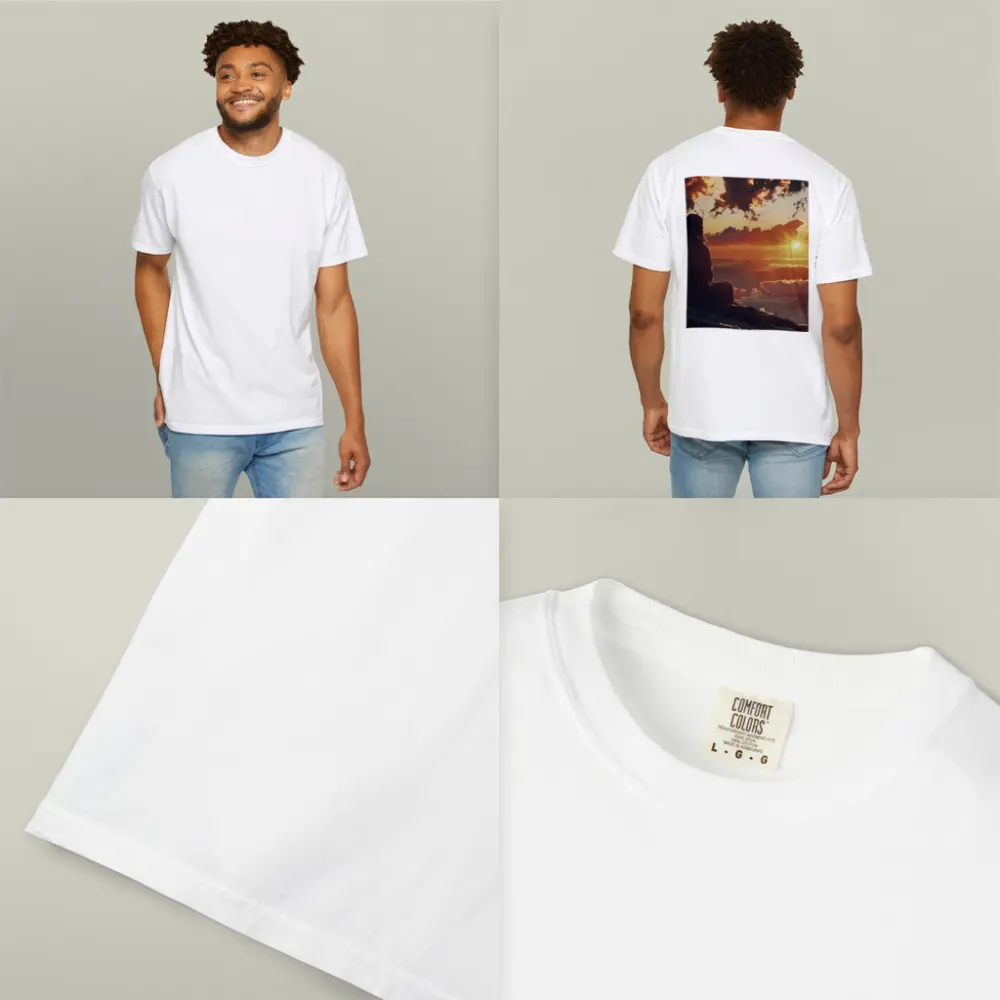 Jesus Sitting Above Clouds Golden Sunset – T-Shirts