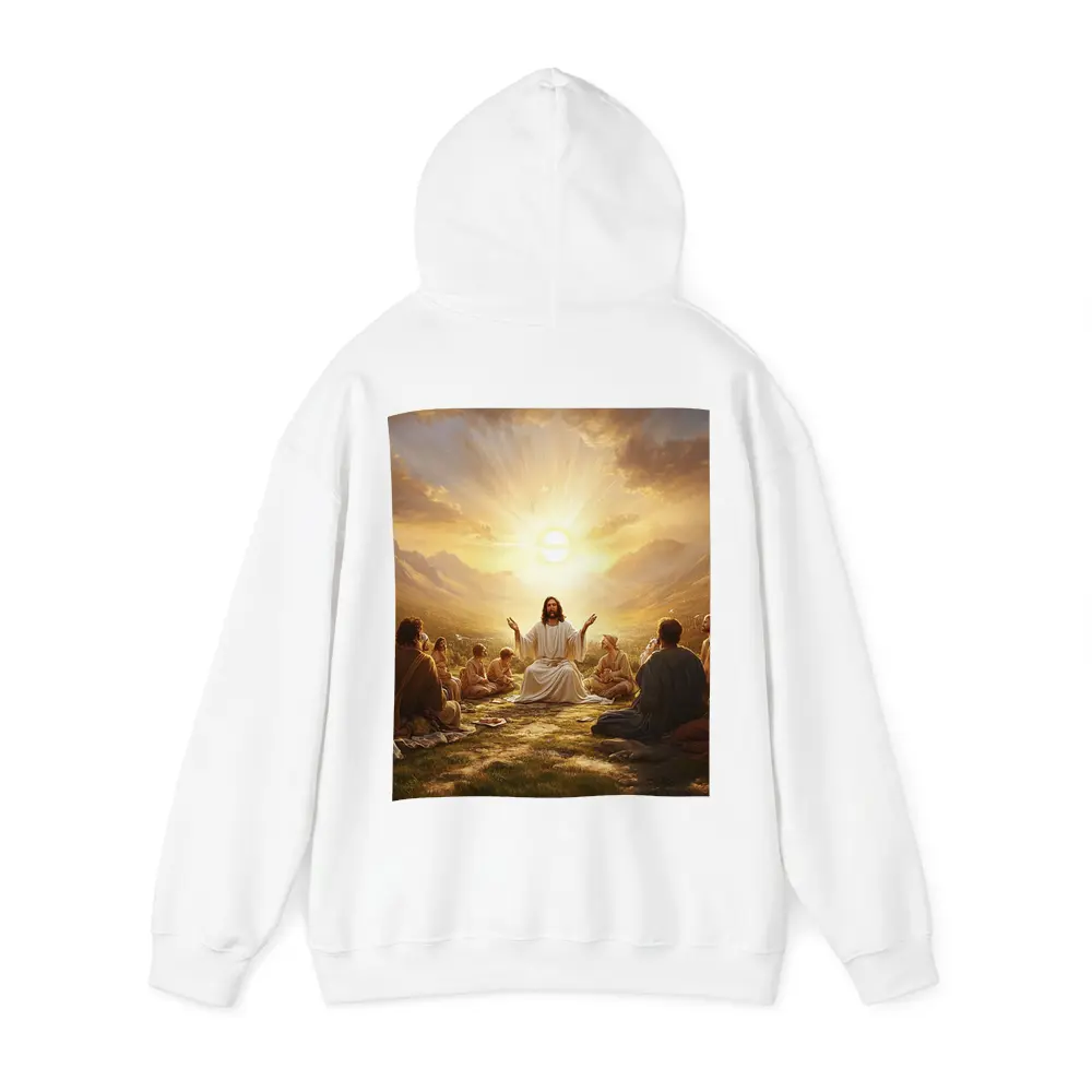 Jesus Teaching Disciples Golden Sunrise Mountains – Hoodies