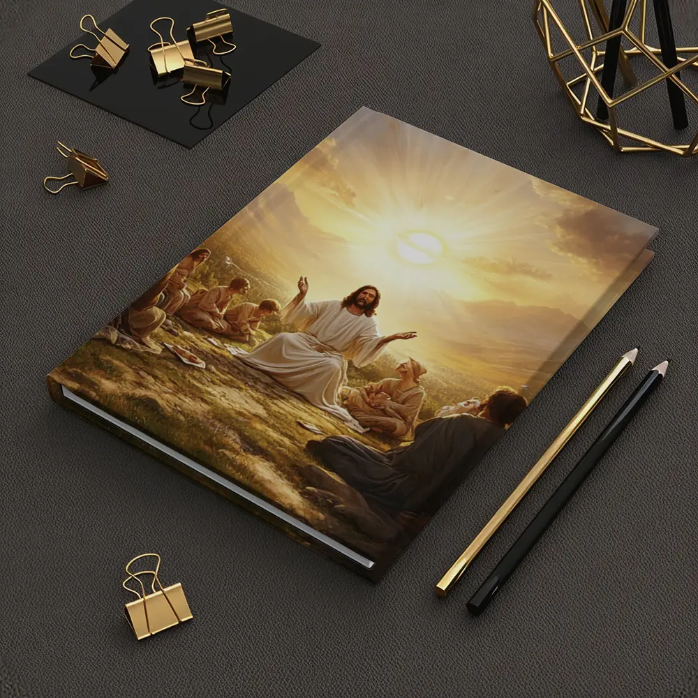 Jesus Teaching Disciples Golden Sunrise Mountains – Notebooks