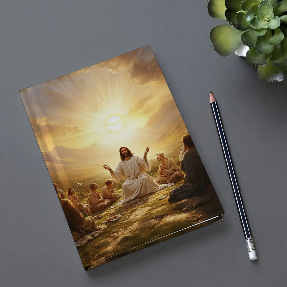 Jesus Teaching Disciples Golden Sunrise Mountains – Notebooks
