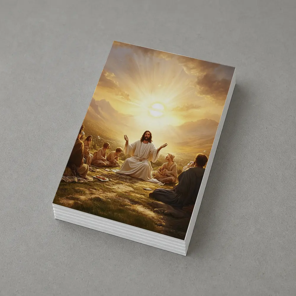 Jesus Teaching Disciples Golden Sunrise Mountains – Postcards