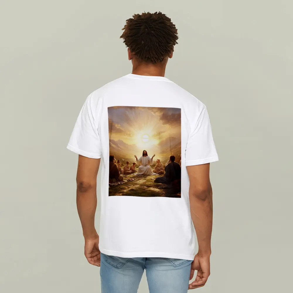 Jesus Teaching Disciples Golden Sunrise Mountains – T-Shirts