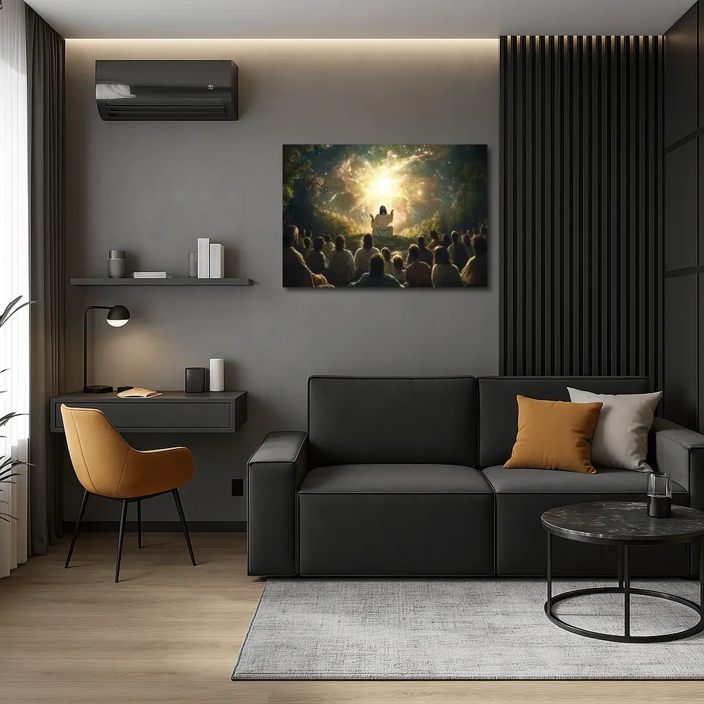 Jesus Preaching Under Cosmic Galaxy Light – Wall Art