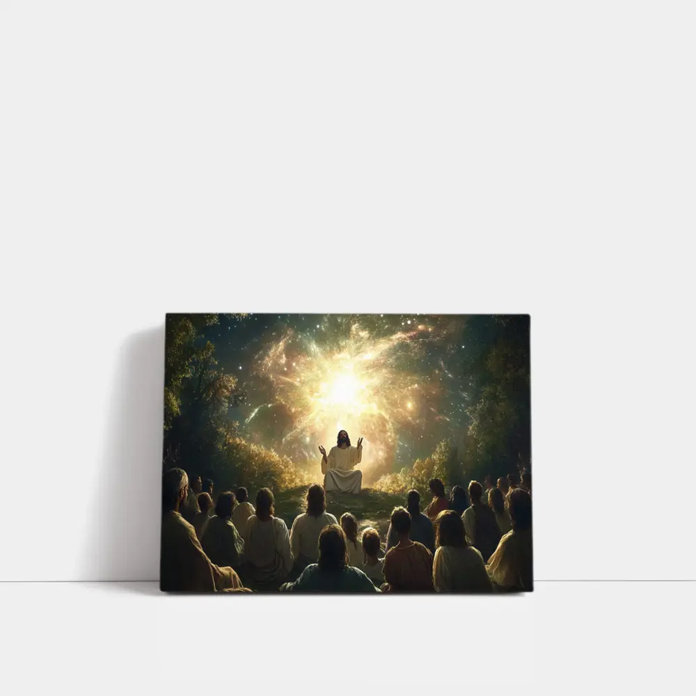 Jesus Preaching Under Cosmic Galaxy Light – Wall Art