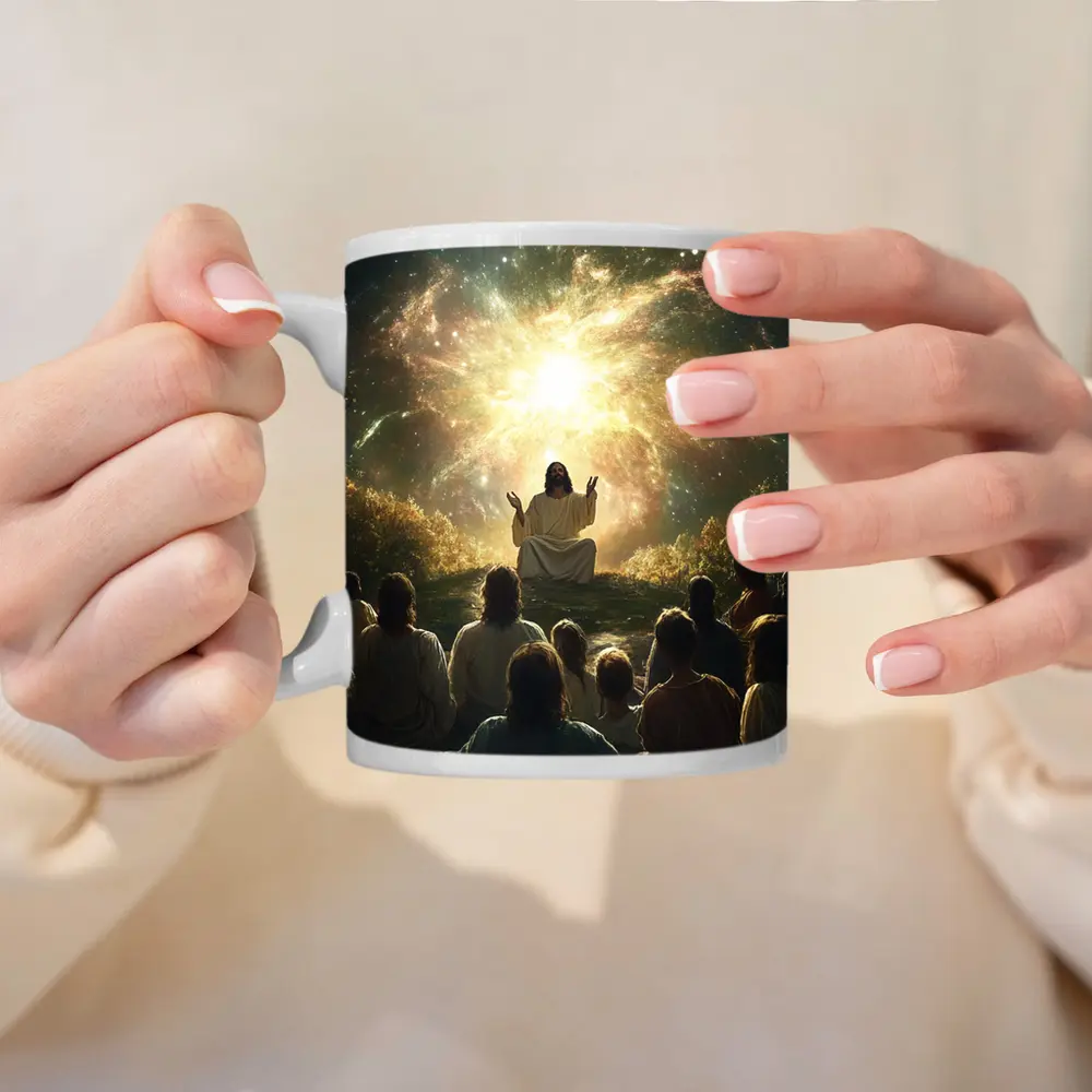 Jesus Preaching Under Cosmic Galaxy Light – Mugs