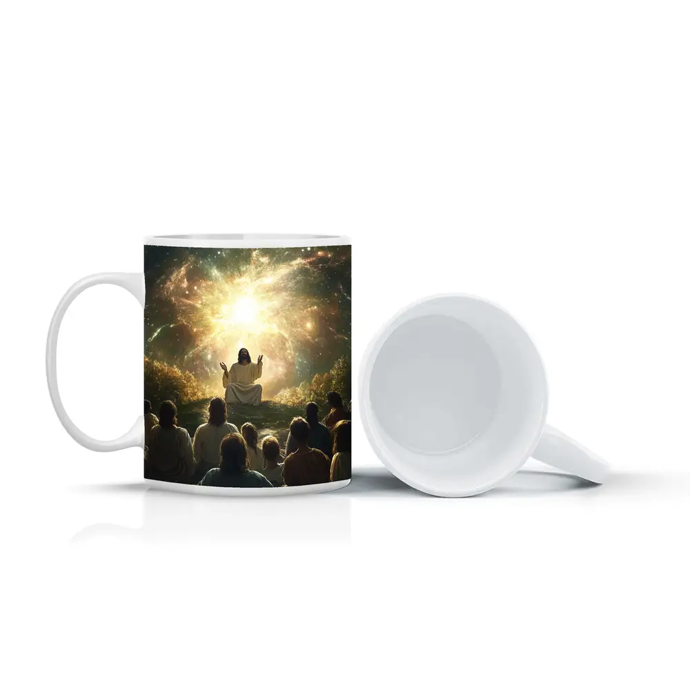 Jesus Preaching Under Cosmic Galaxy Light – Mugs
