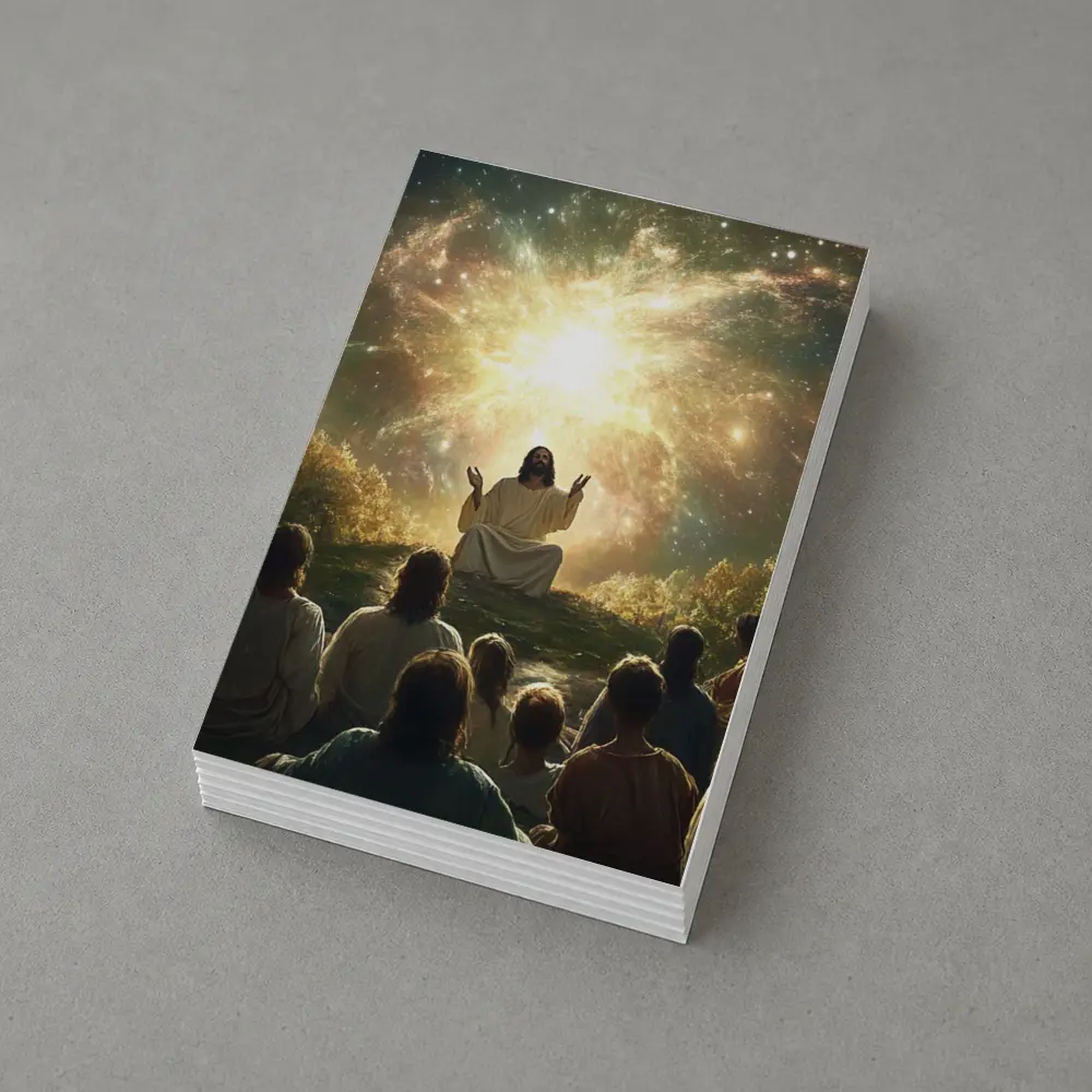Jesus Preaching Under Cosmic Galaxy Light – Postcards