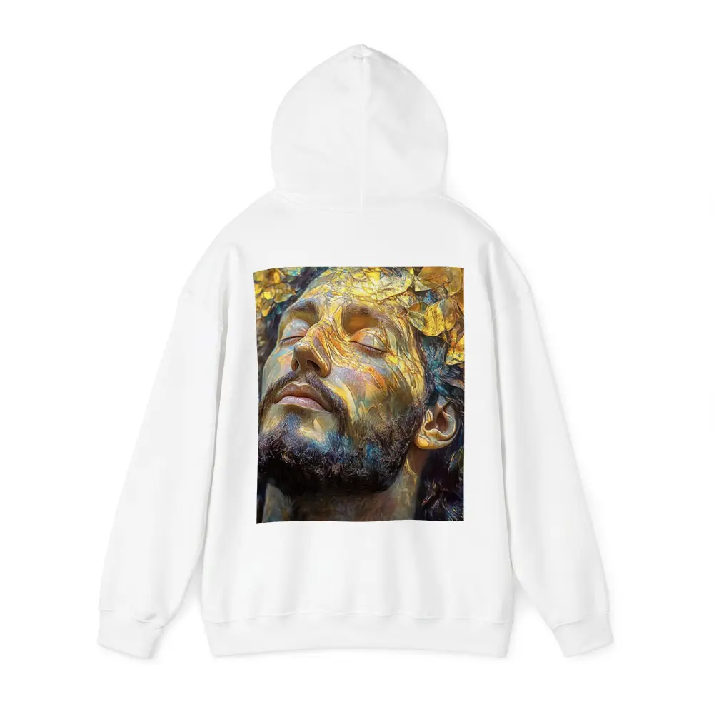 Bearded Man Golden Leaves Surreal Art – Hoodies
