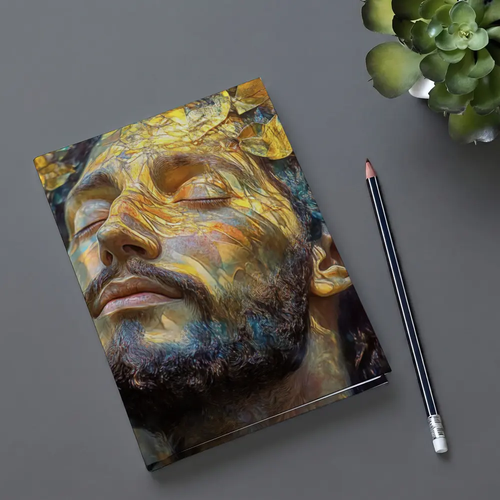 Bearded Man Golden Leaves Surreal Art – Notebooks