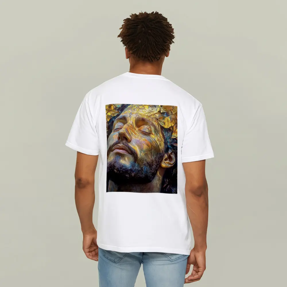 Bearded Man Golden Leaves Surreal Art – T-Shirts