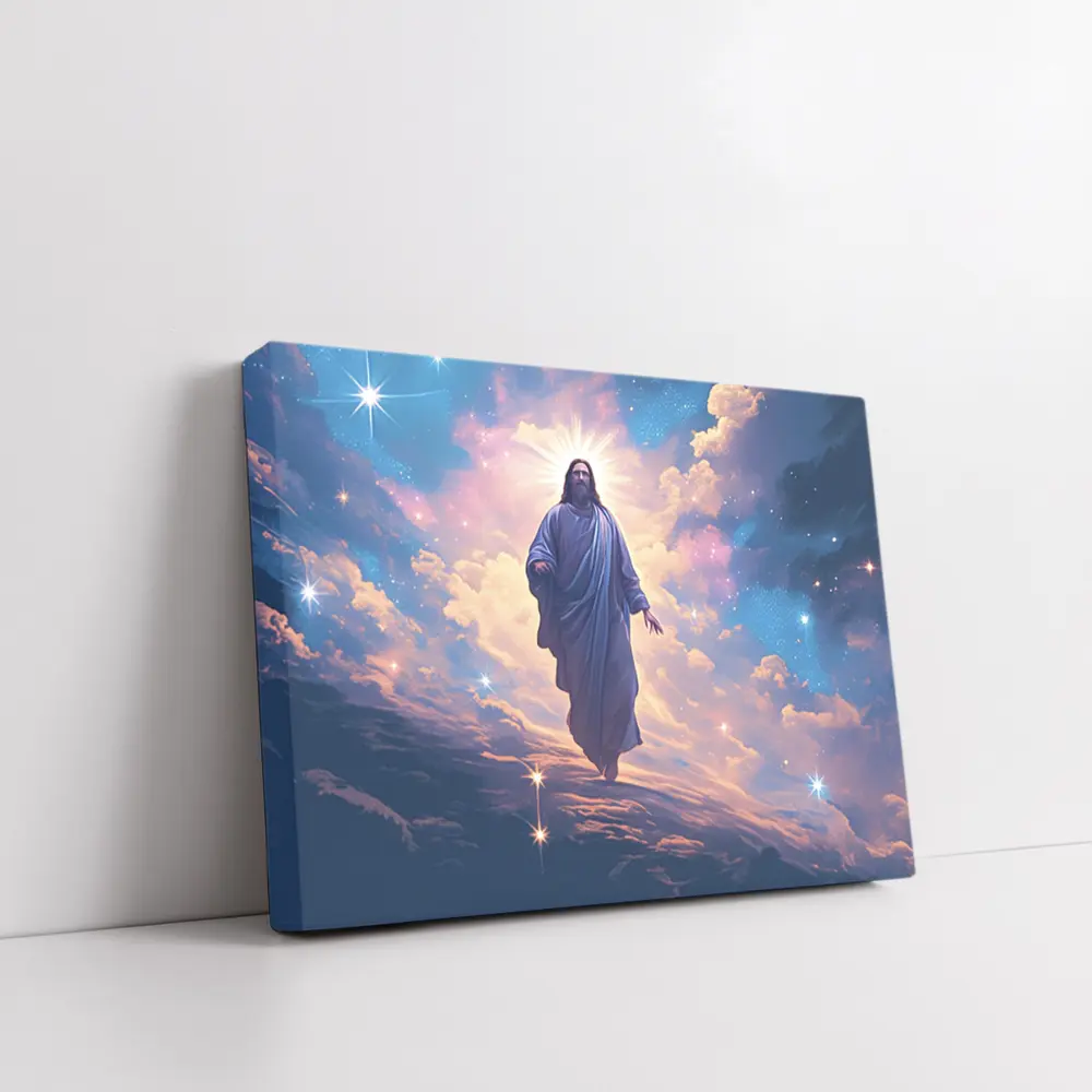 Jesus Christ Ascending Through Glowing Heavenly Clouds – Wall Art