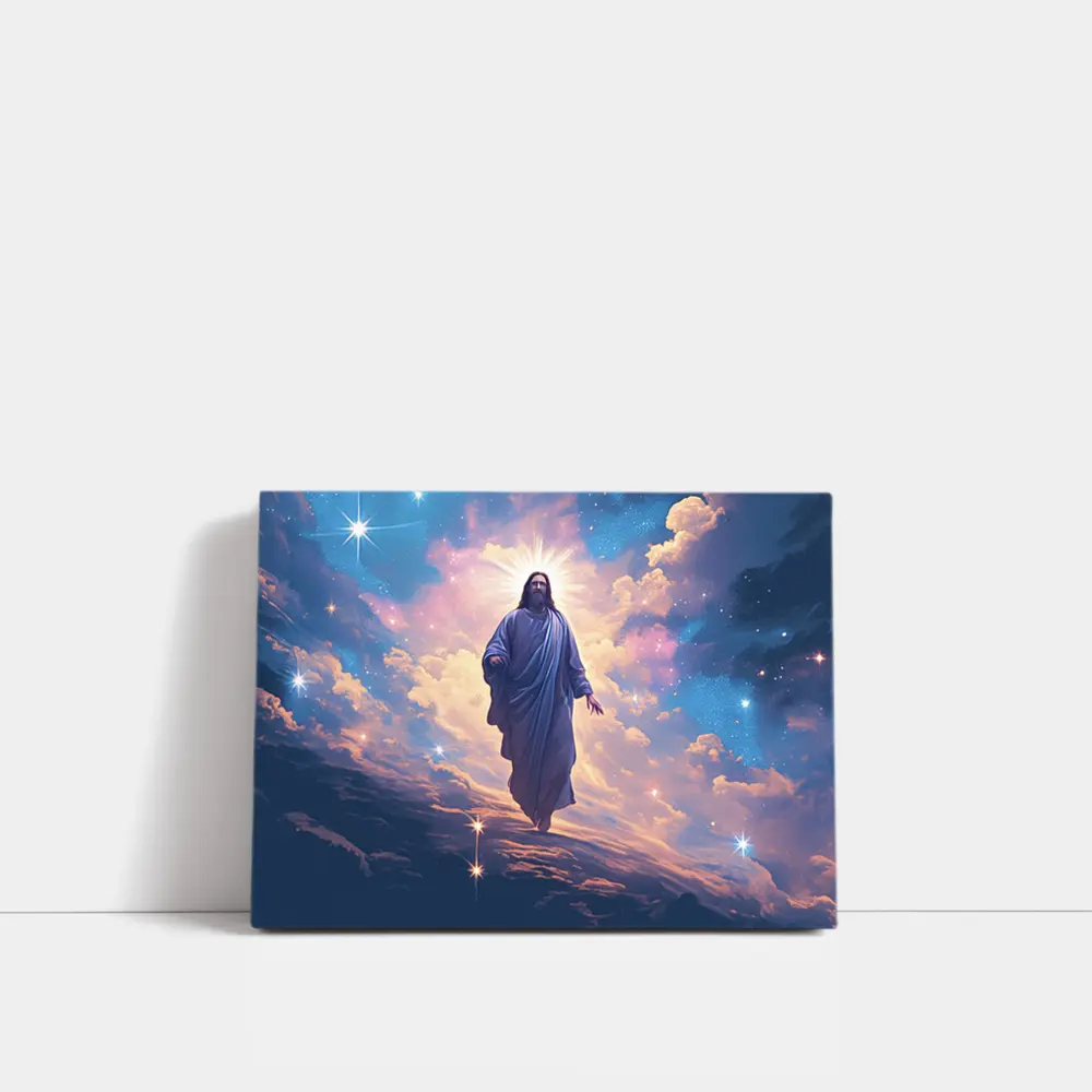 Jesus Christ Ascending Through Glowing Heavenly Clouds – Wall Art