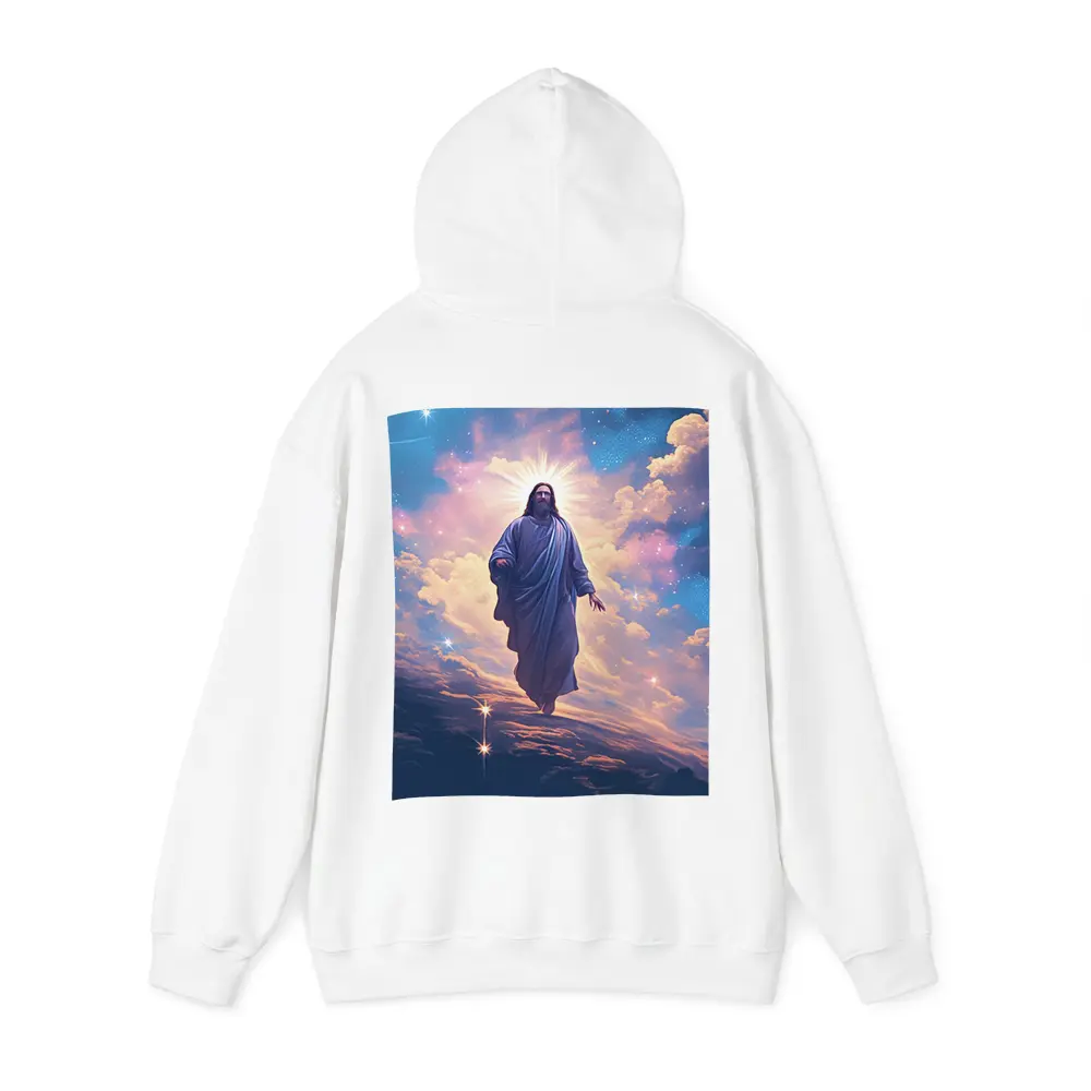 Jesus Christ Ascending Through Glowing Heavenly Clouds – Hoodies