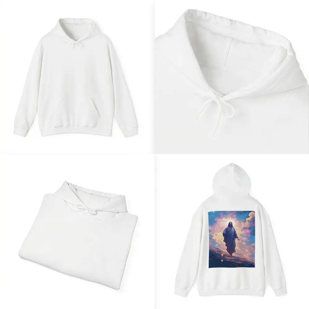 Jesus Christ Ascending Through Glowing Heavenly Clouds – Hoodies