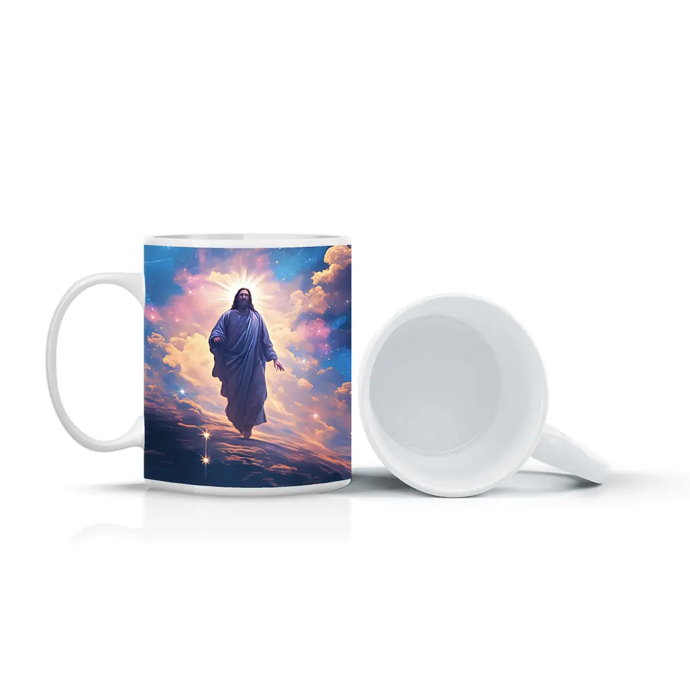 Jesus Christ Ascending Through Glowing Heavenly Clouds – Mugs