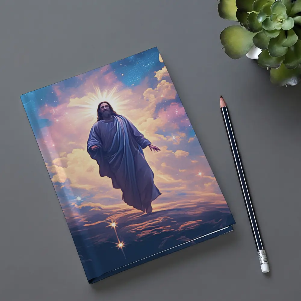 Jesus Christ Ascending Through Glowing Heavenly Clouds – Notebooks