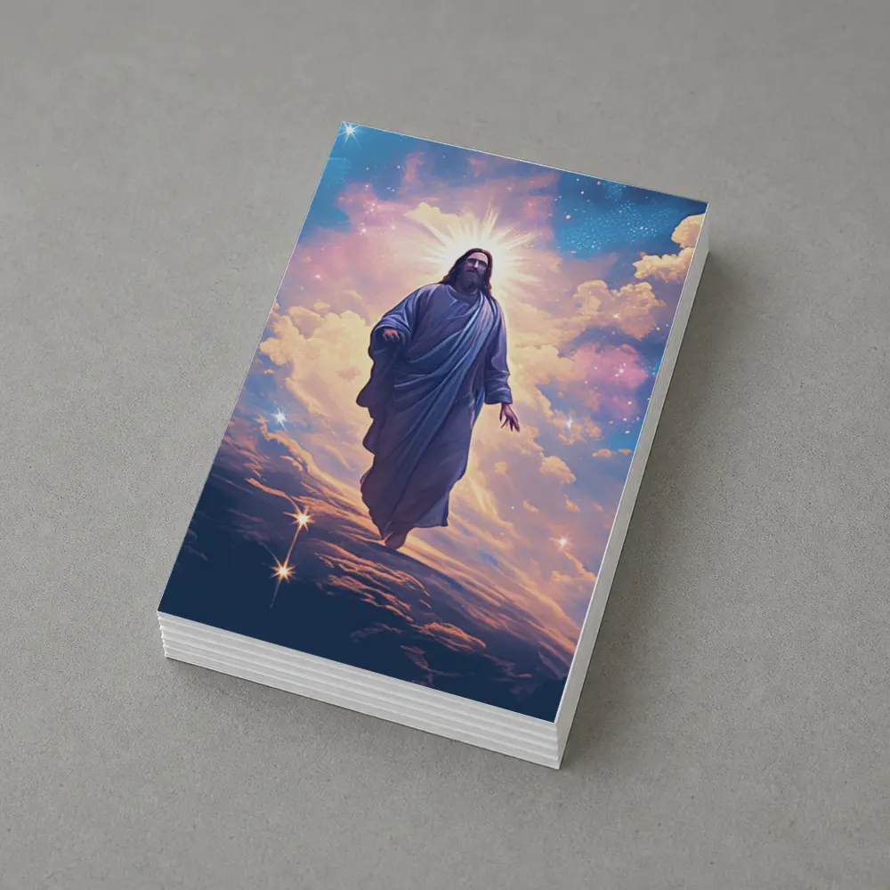 Jesus Christ Ascending Through Glowing Heavenly Clouds – Postcards