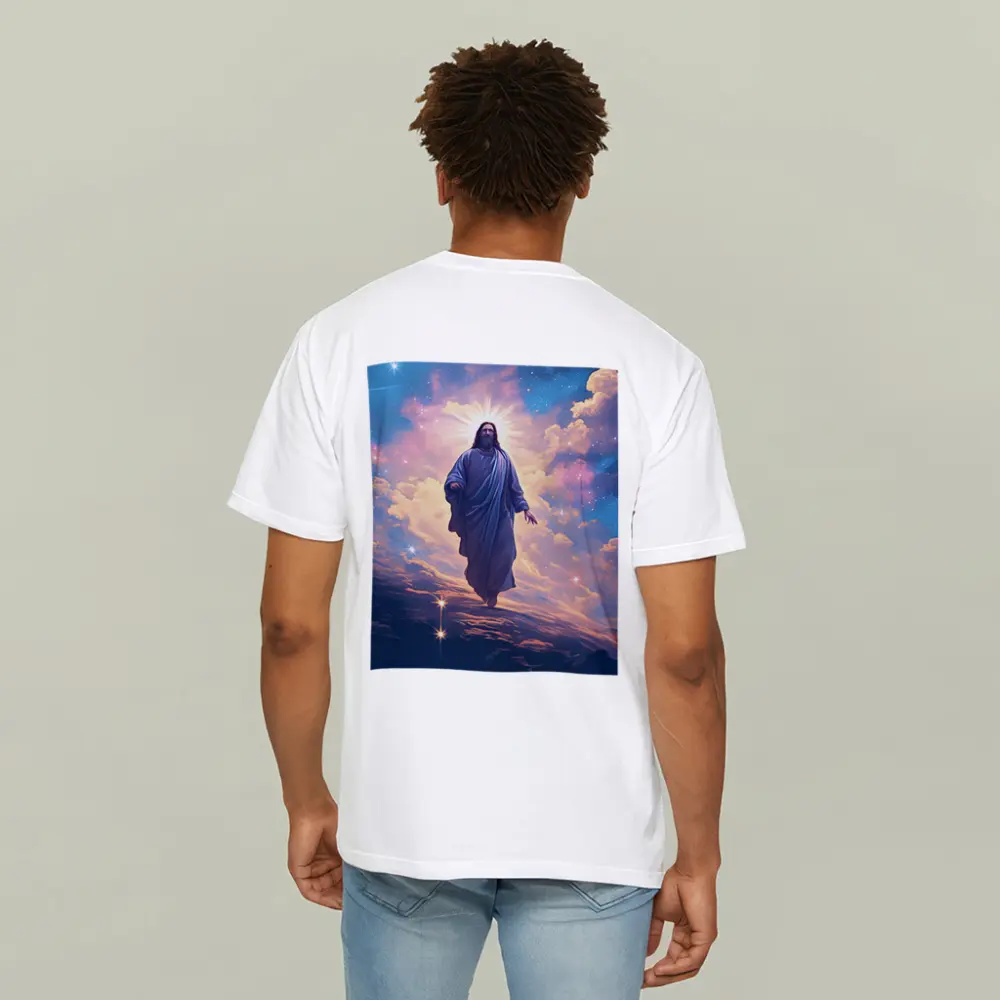 Jesus Christ Ascending Through Glowing Heavenly Clouds – T-Shirts