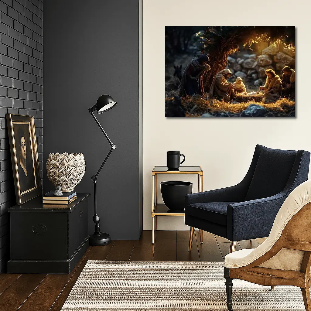 Nativity Scene Birth of Jesus Warm Light – Wall Art