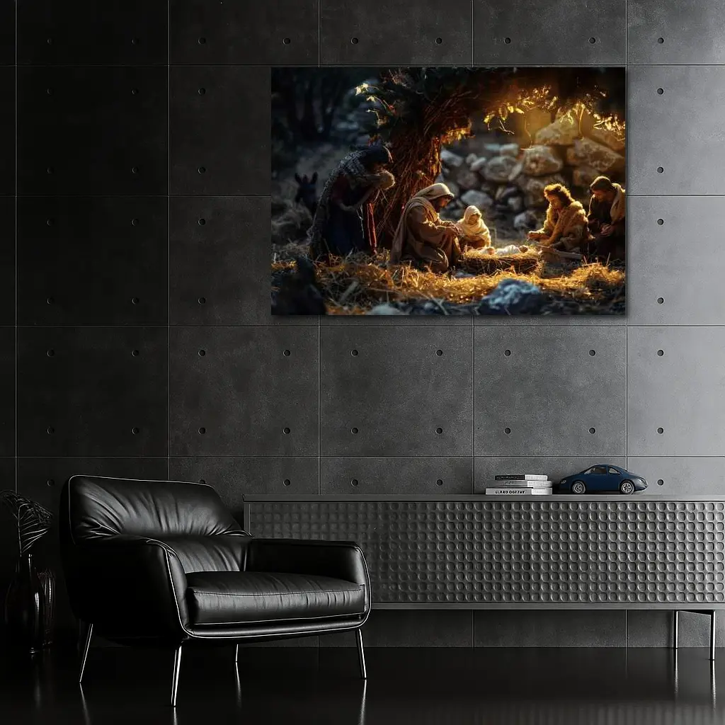 Nativity Scene Birth of Jesus Warm Light – Wall Art