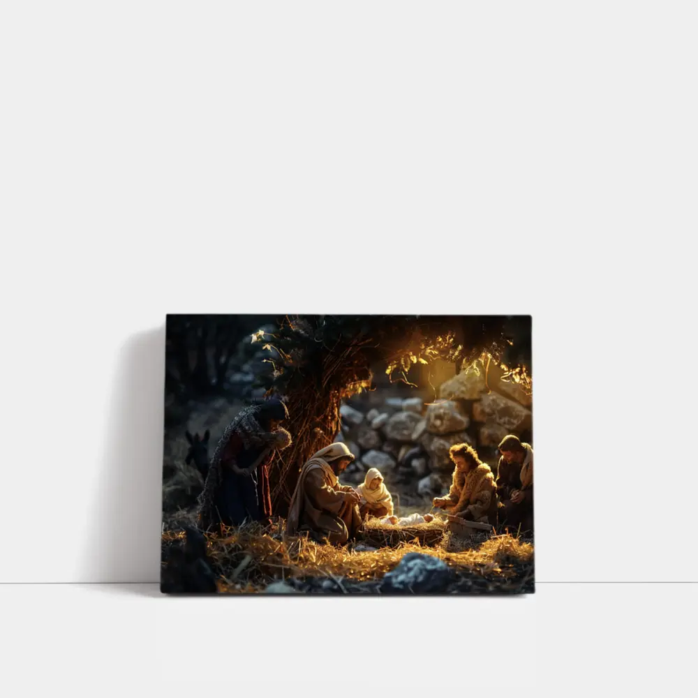 Nativity Scene Birth of Jesus Warm Light – Wall Art