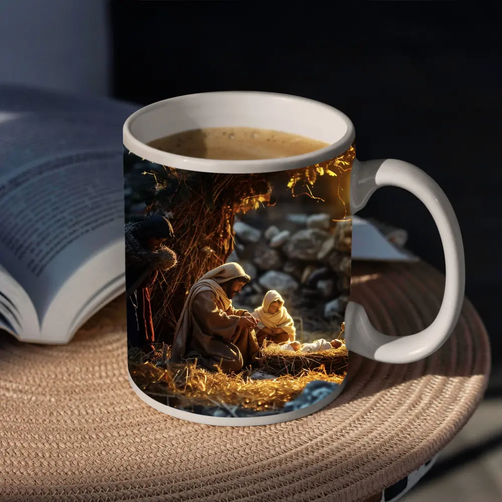 Nativity Scene Birth of Jesus Warm Light – Mugs