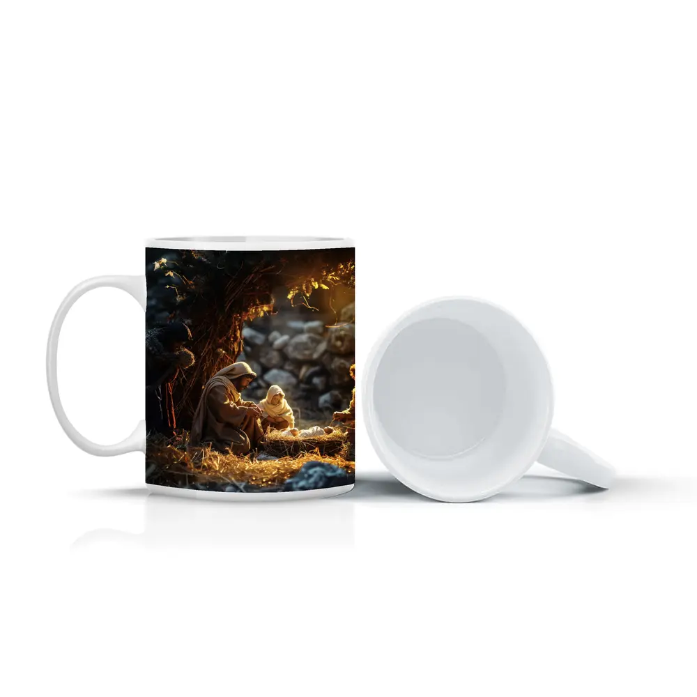 Nativity Scene Birth of Jesus Warm Light – Mugs